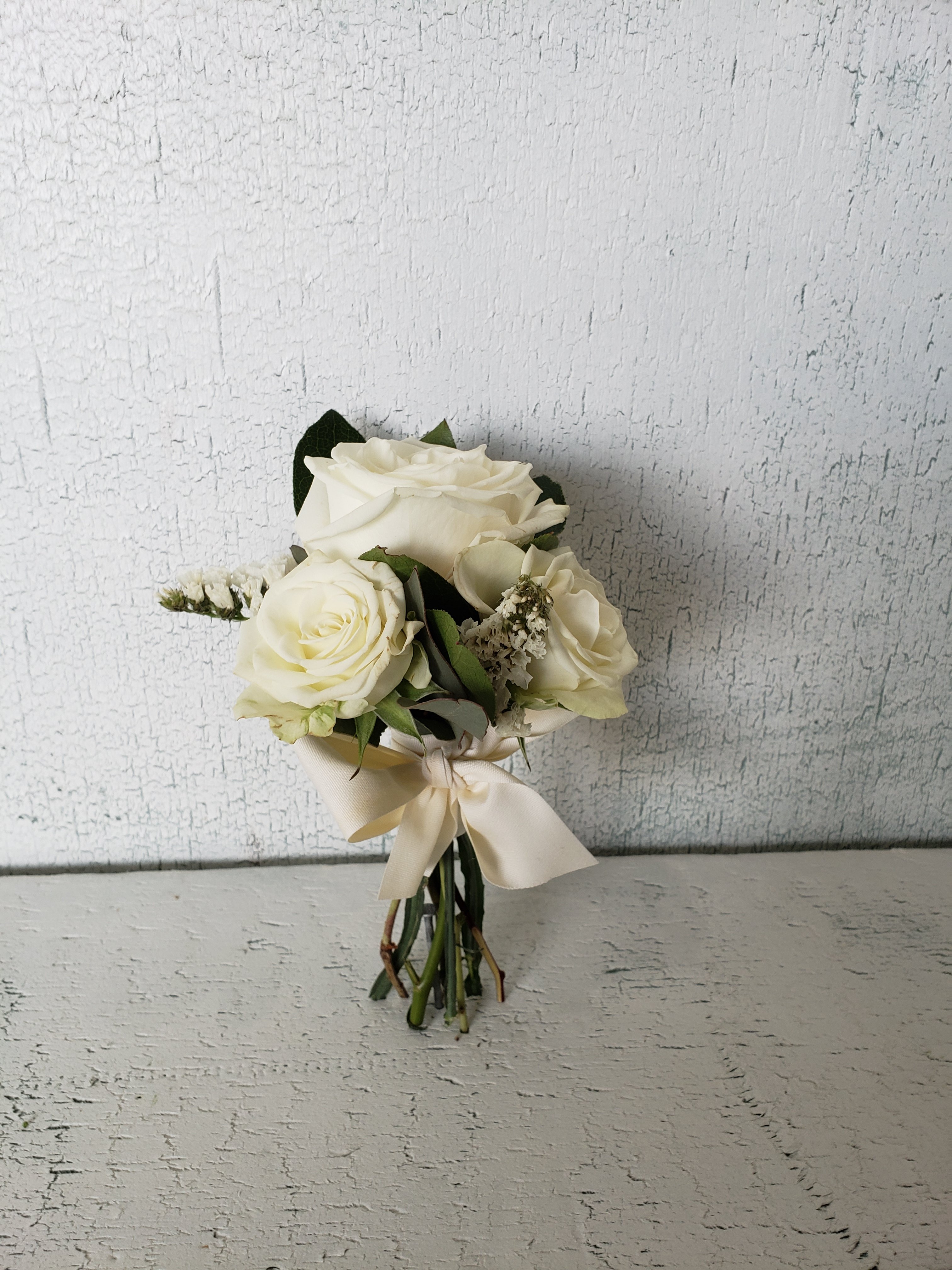 White, Cream and Mixed Greenery Mini Bouquet – Allium Everlasting