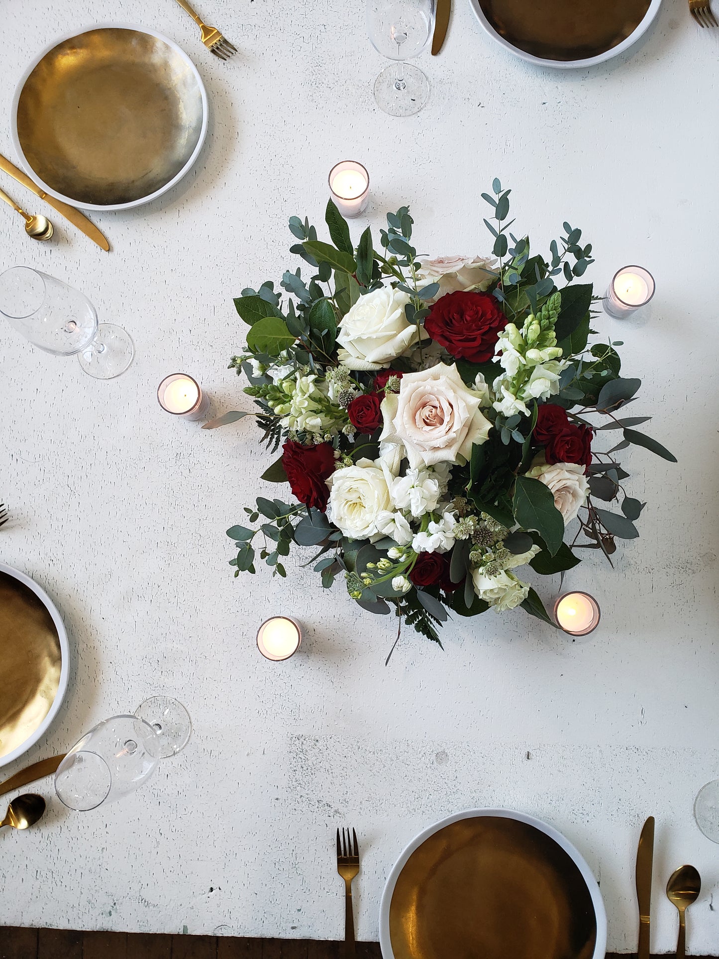 Burgundy, Blush & Cream Centerpiece